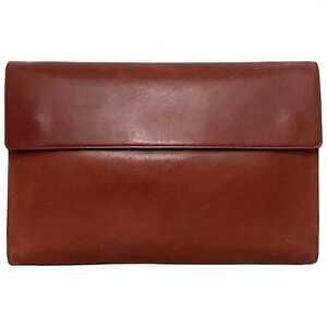 Loewe Clutch Bag Brown Anagram Leather Flap Magnetic Closure Handbag Logo